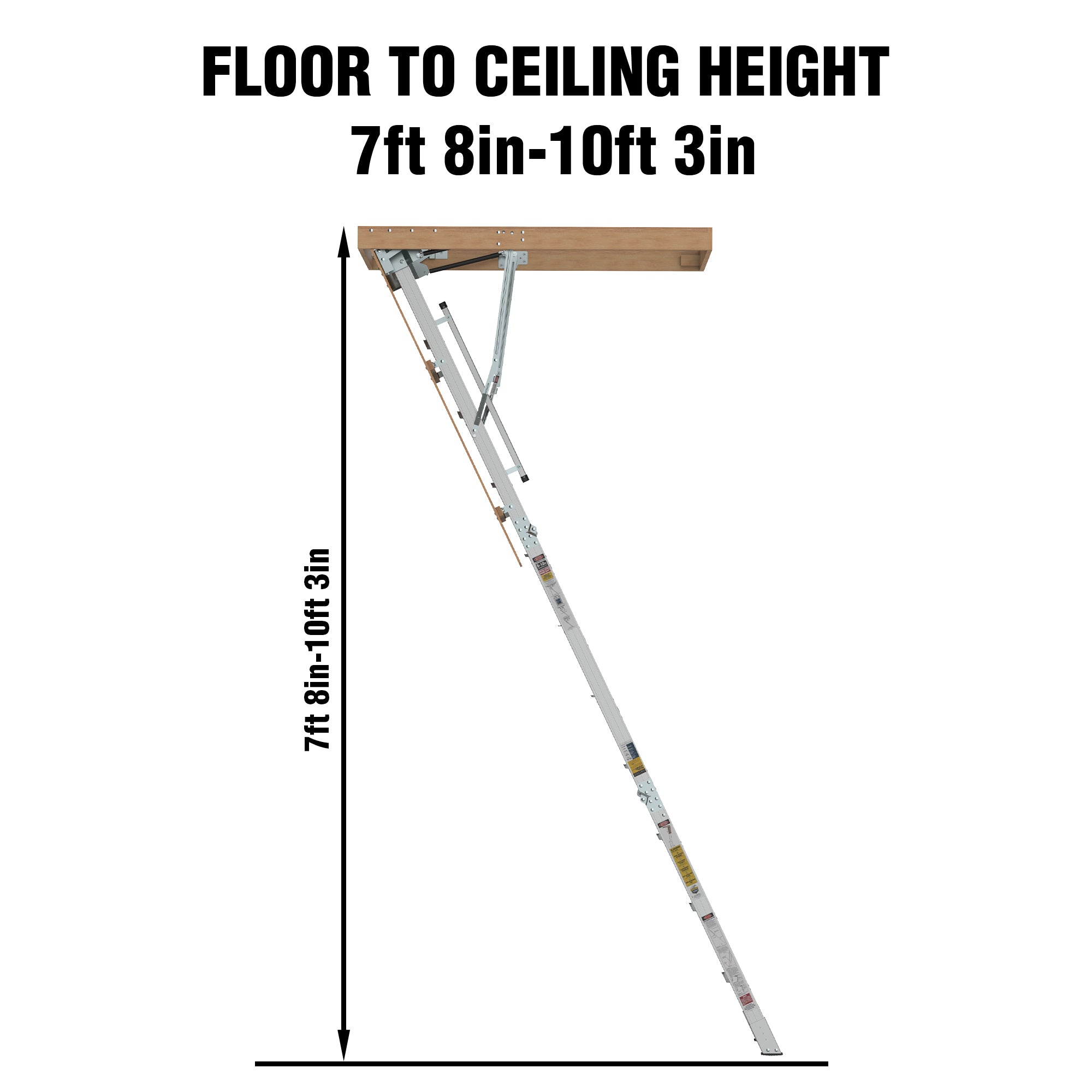 Pull‑Down Aluminum Attic Ladder with Insulated Zippered Cover – 22.5" x 54" Opening, Fits 7'8" to 10'3" Ceilings