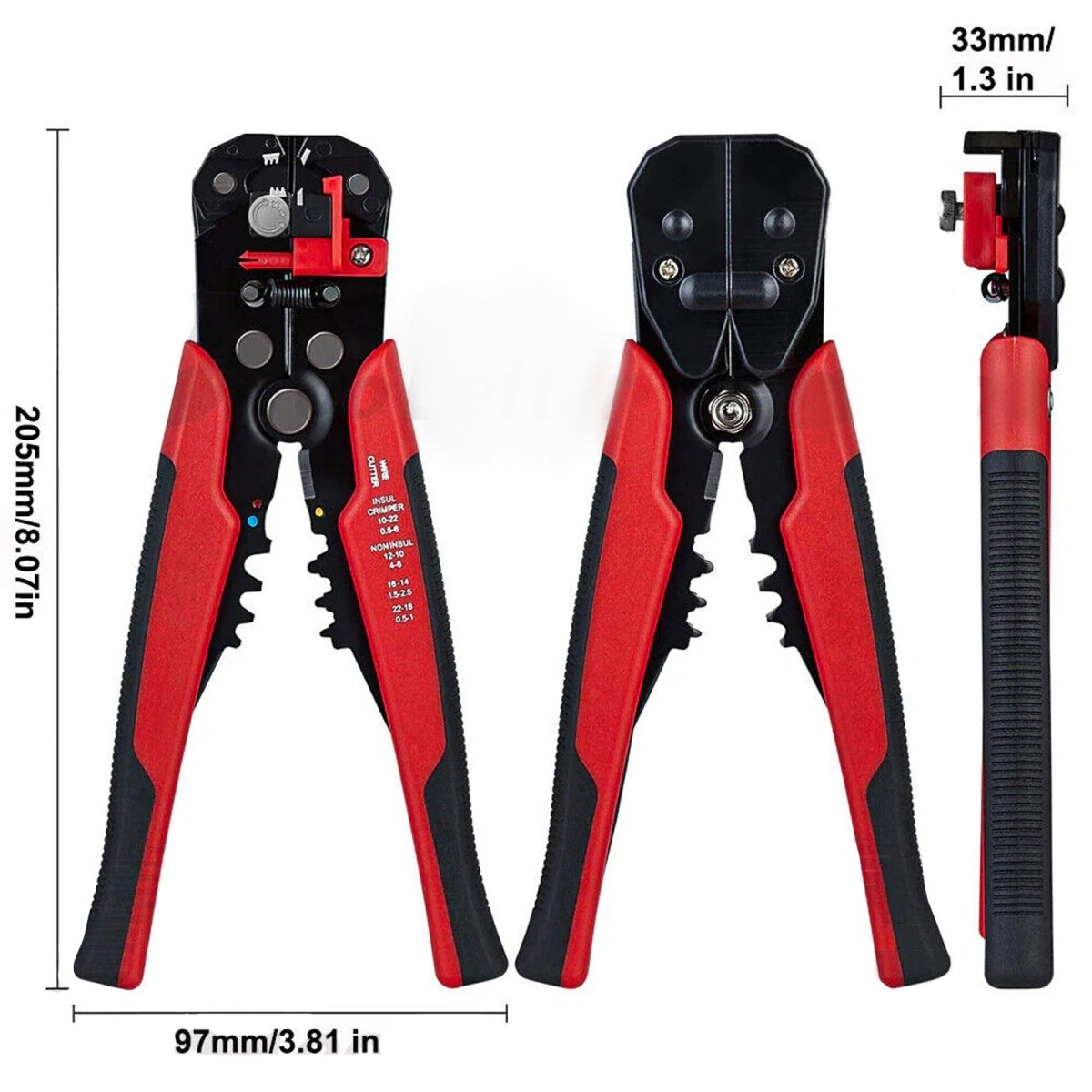 8'' Self - Adjusting Wire Insulation Stripper Red Cutter Crimper Stripping Tools - HomeDIYer