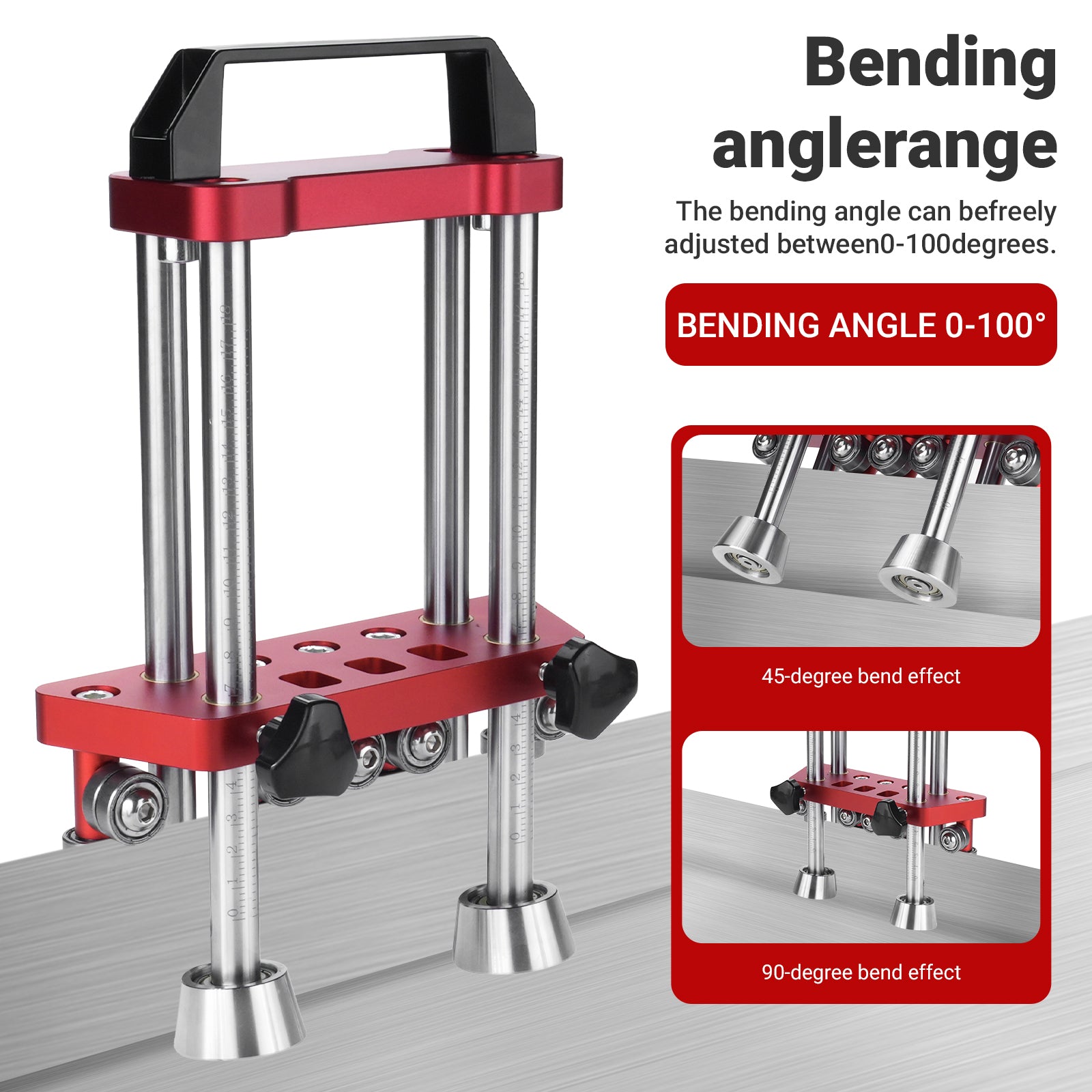 Sheet Metal Roller 2-Station Bender for 0.1–1mm Metal Sheets, 0–100° Adjustable