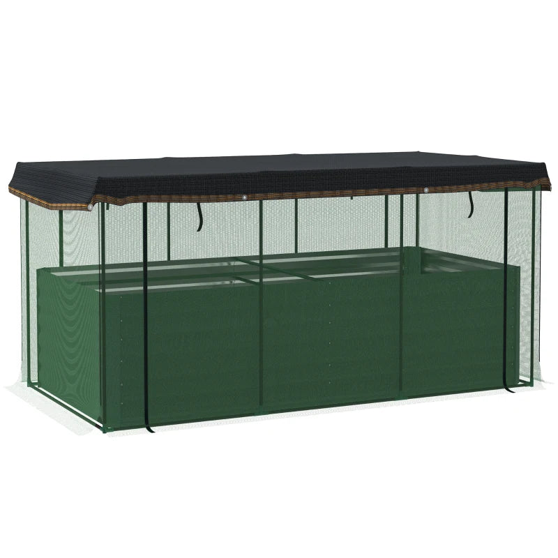 Crop Cage and Shade Cloth with Raised Garden Bed,Galvanized Steel Planter Box