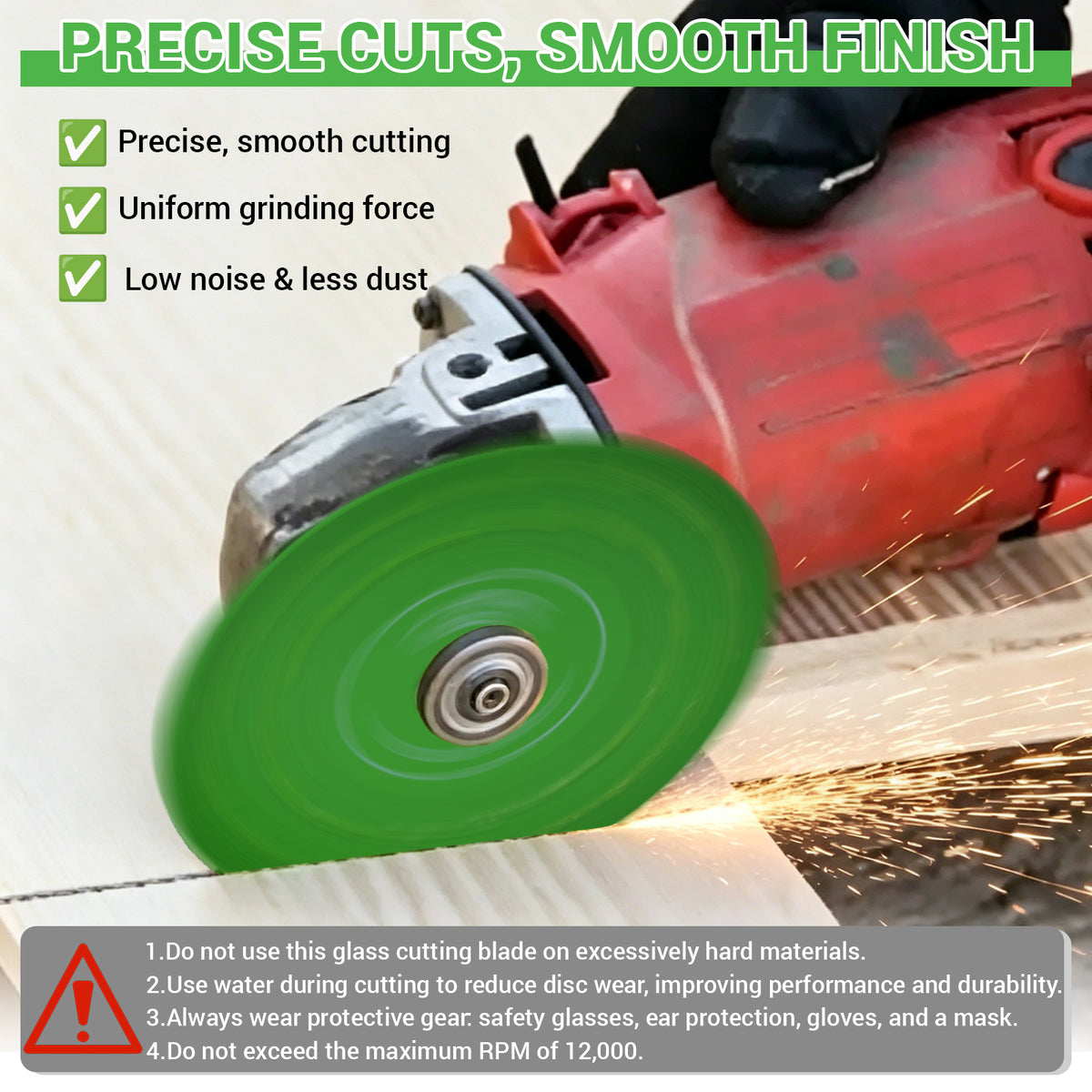 4.5 Inch Diamond Tile Cutting Disc for Angle Grinder — 3-Pack, Fits Porcelain, Ceramic, Glass & Marble