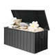 190 Gallon Metal Outdoor Deck Box – Waterproof Steel Storage Bench, Lockable Package Delivery, Dark Gray