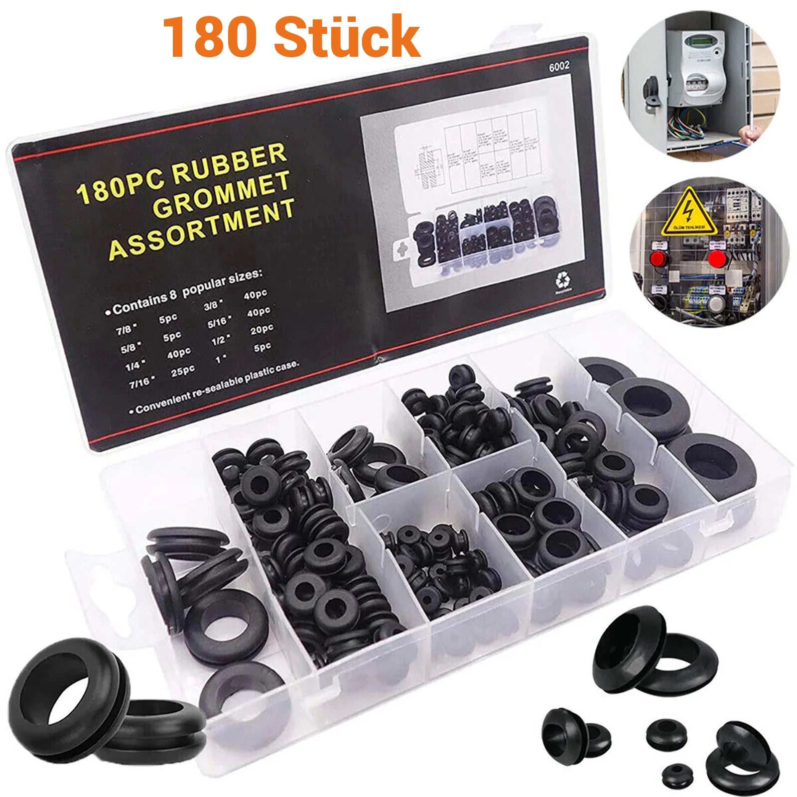 180 Pcs Rubber Grommets Cable Grommet 3mm - 18mm Cable Grommet Set - HomeDIYer