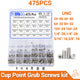 475Pcs UNC Cup Point Grub Screws Assortment Stainless Steel Hex Socket Set Screw