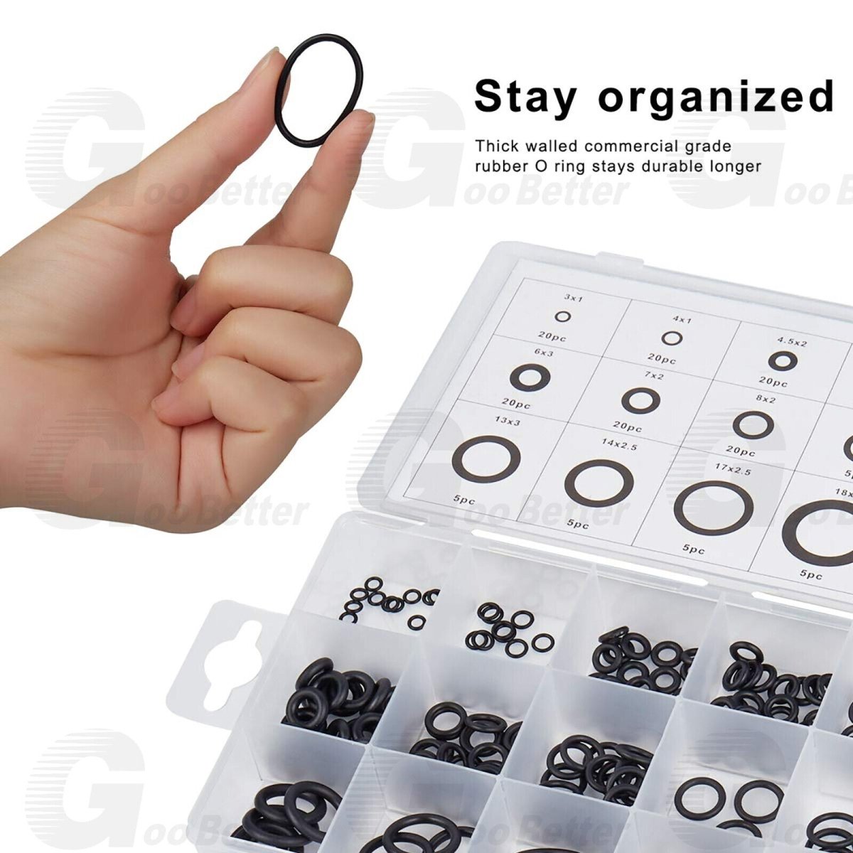 225pc Universal Rubber O - Ring Assortment Kit Gasket Plumbing Automotive Seal Set - HomeDIYer
