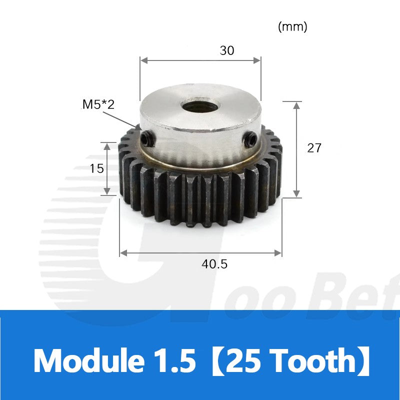 Spur Gear C45 Steel Mod 1.5 with Hub 12-60 Tooth Motor Pinion Hardened Precision