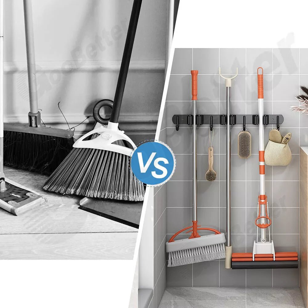 Mop Broom Holder Wall Mounted Kitchen Storage Organiser Brush Hanger Hook - HomeDIYer