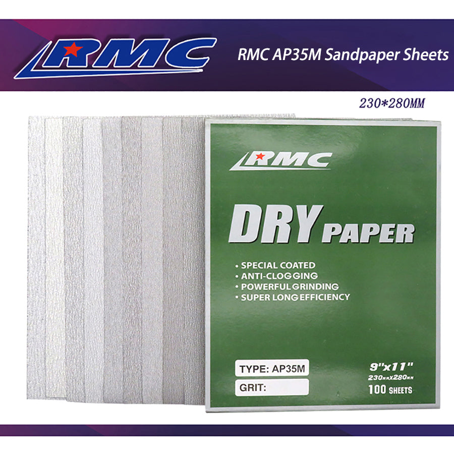 230x280mm RMC AP35M Dry Use Abrasive Sandpaper Grit 80# - 800# Sand Paper Sheets