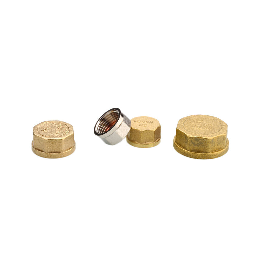Brass BSP Blanking Cap Plug — 1/8" to 2" Male & Female Stop End with Washer