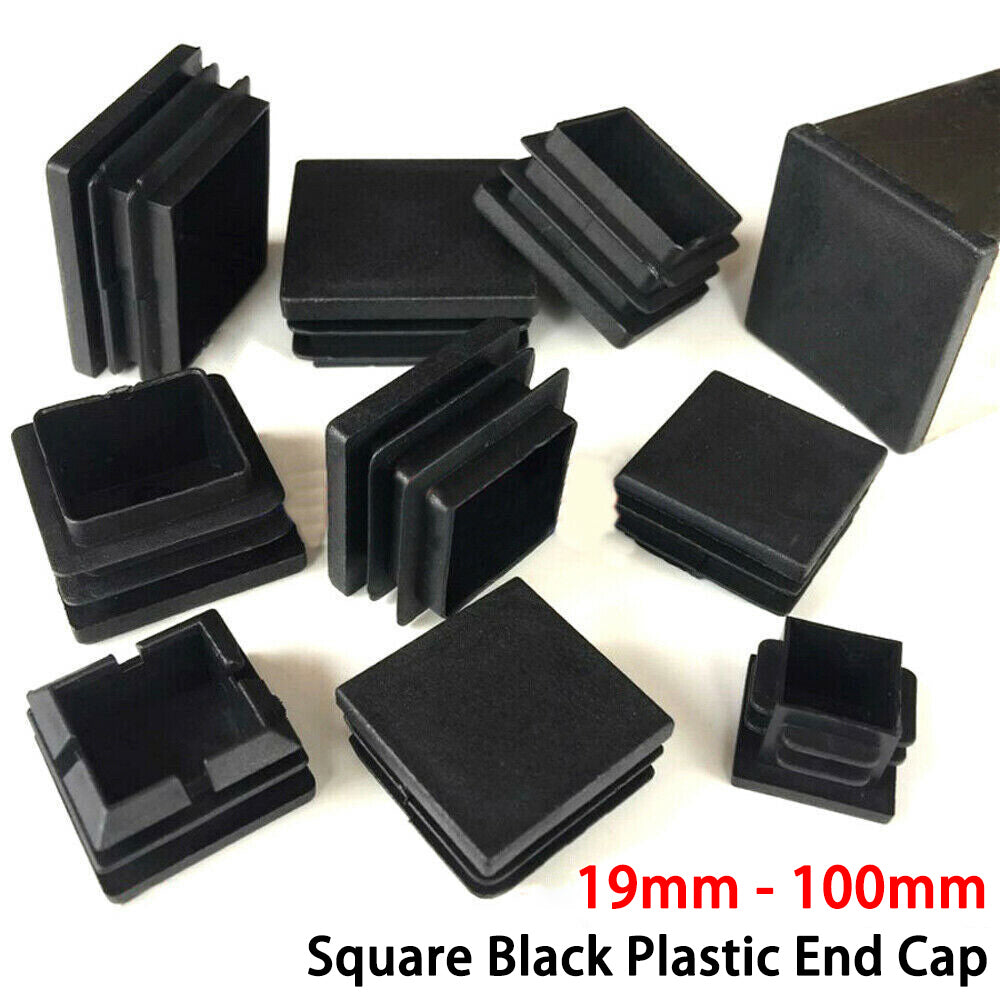 HomeDIYer Black Square Plastic Blanking End Caps for square tube protection