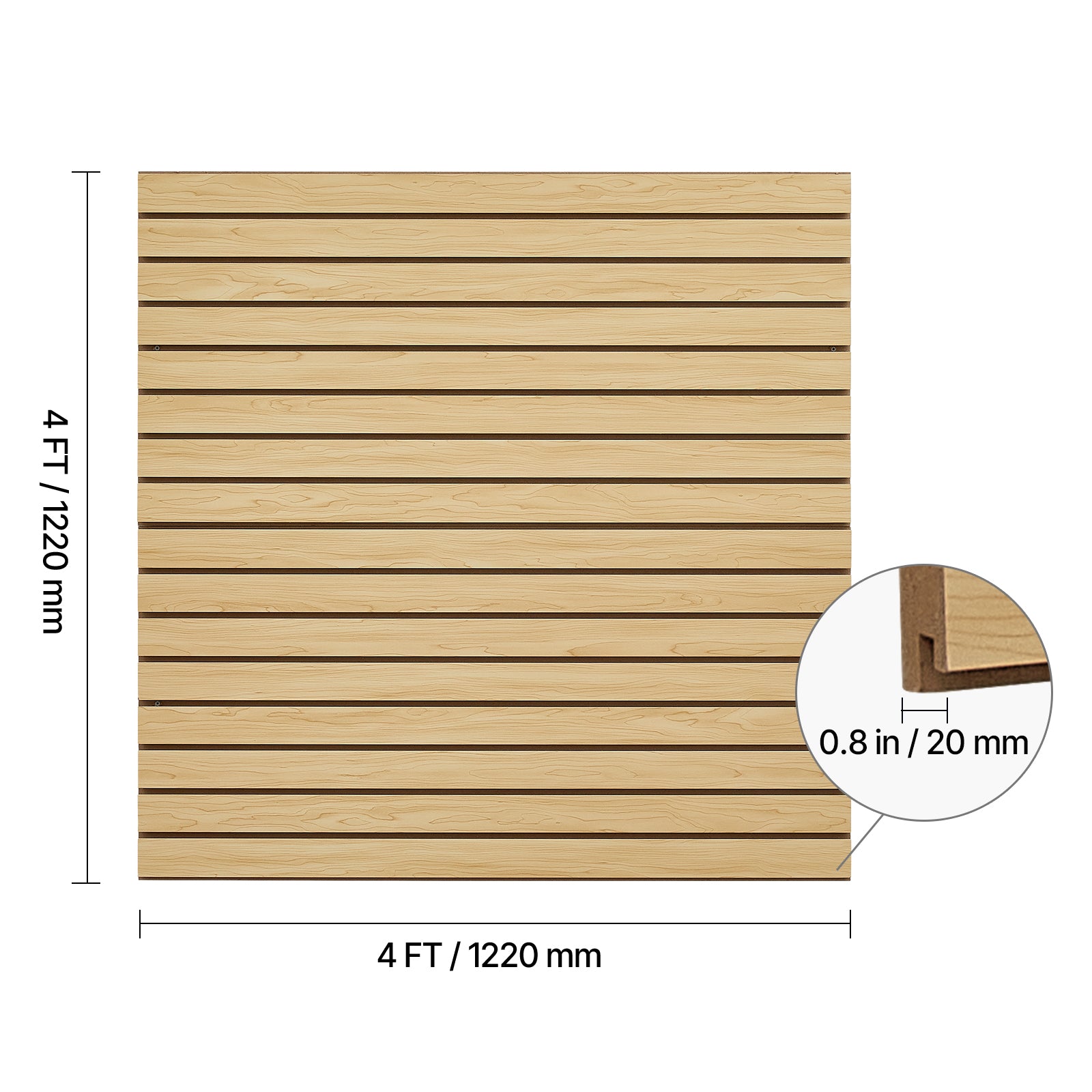 4 x 4 ft SlatWall Paneling MDF Natural Garage Slatwall with Modular Design