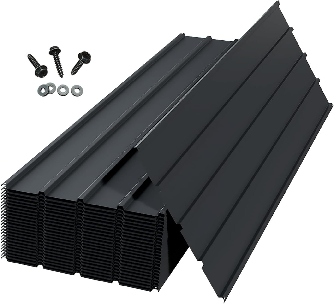 Metal Roofing Panels 20 Pcs, Galvanized Steel Corrugated Roof Panels 63.4x19.7 in for Pergola & Shed, Grey
