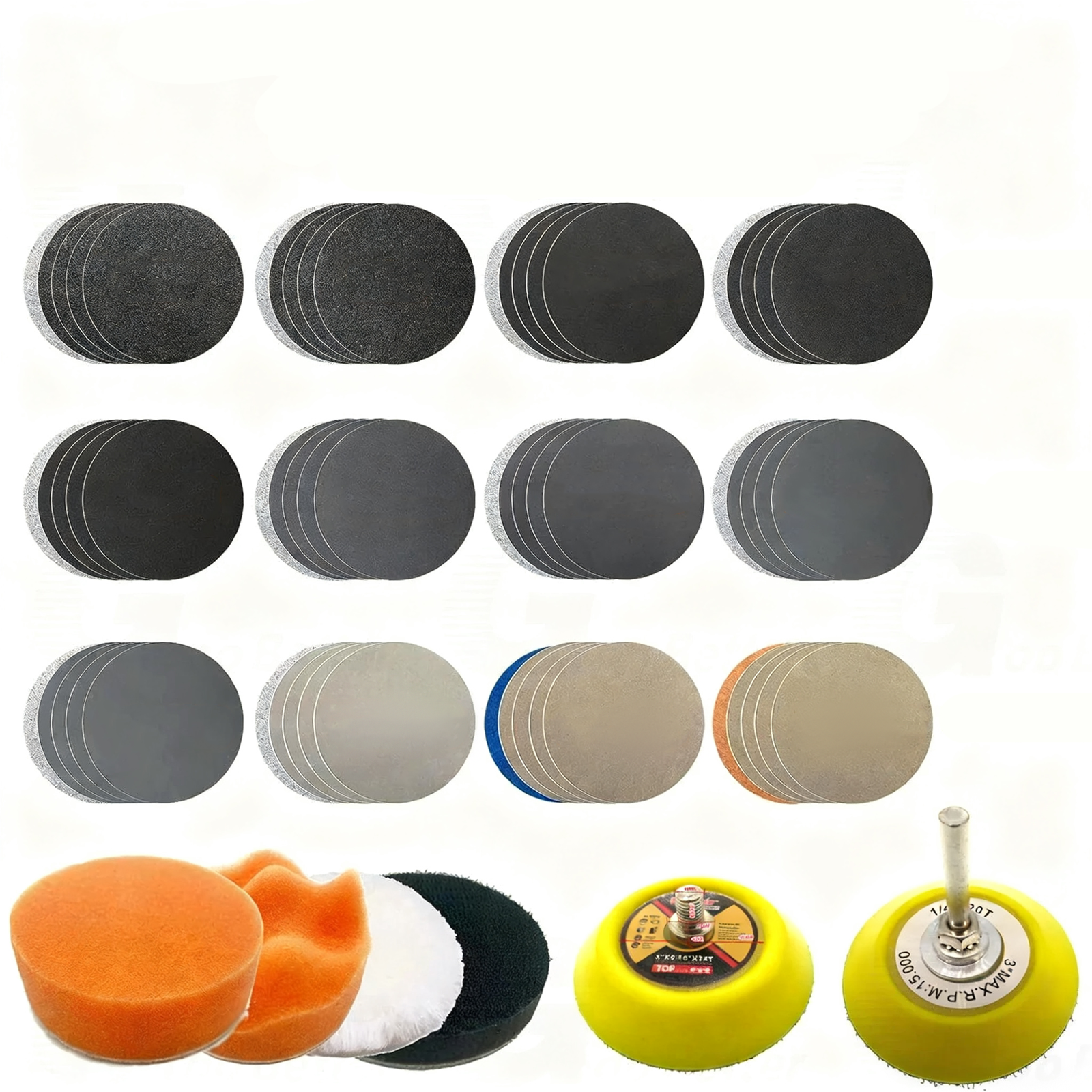 126Pcs 3inch Sanding Discs Foam Buffing Polishing Sponge Sander Buffer Pad Kit