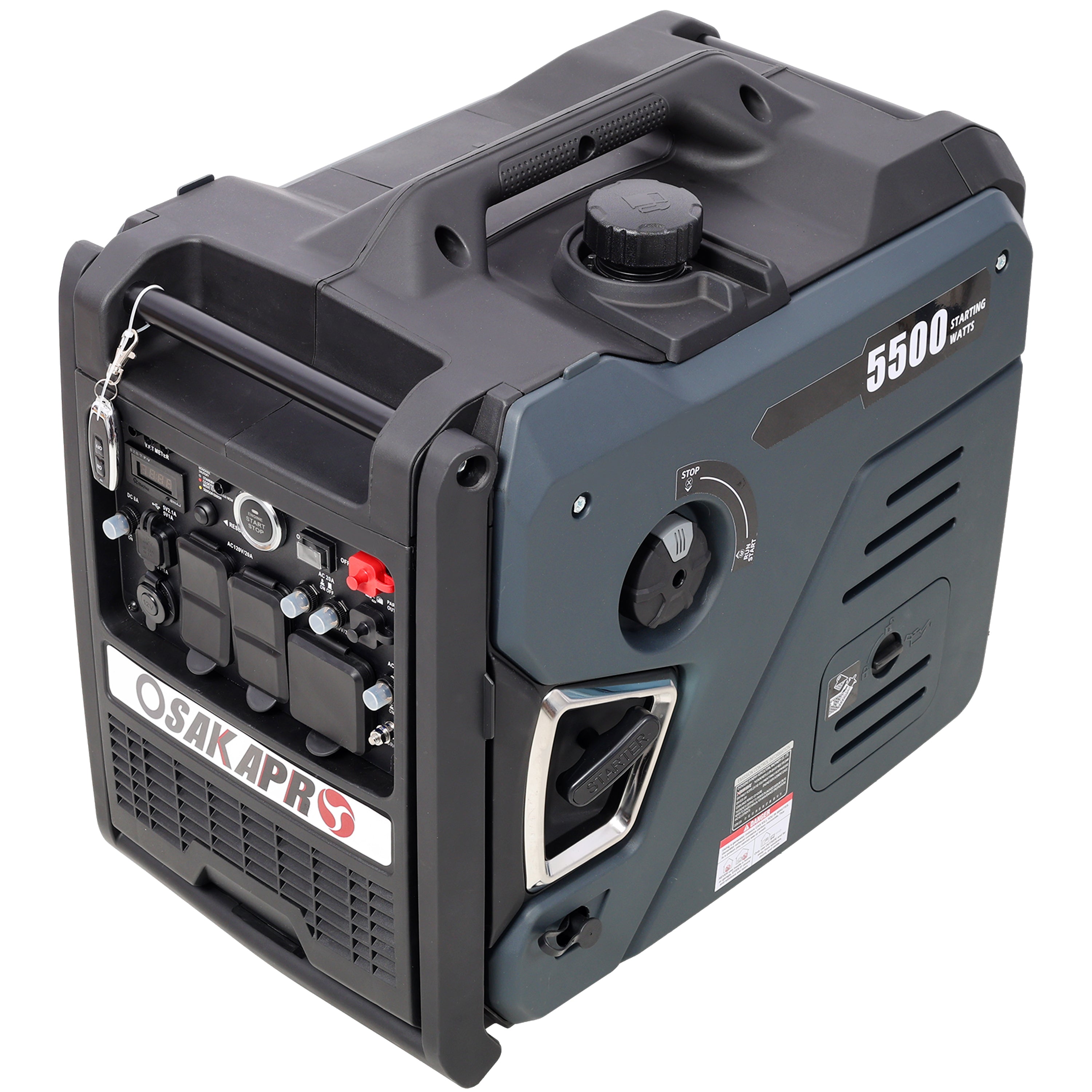 Super quiet Inverter Generator 5.5KW portable generator electric&remote start, foldable handle with wheels, 224cc 4 stroke EPA compliant, Gas&LPG Dual Fuel, With CO Sensor for more safety using