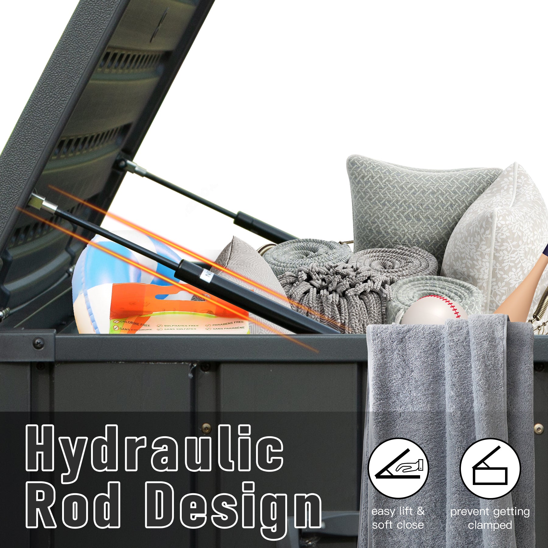 120 Gallon Outdoor Steel Deck Box with Double‑Layer Resin Lid – Tall Waterproof Patio Storage Bench, Dark Gray, 440 lb Capacity