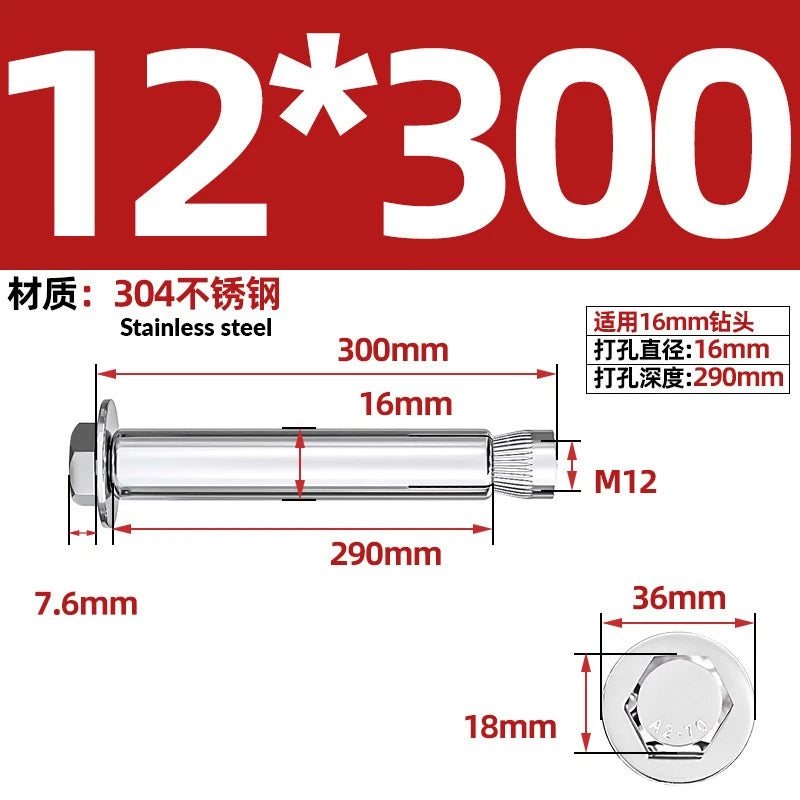 Stainless Steel Masonry Concrete Expansion Anchor Bolt — M6 M8 M10 M12 M16 | 304 & 201 SS