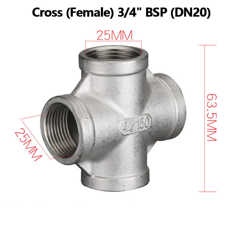 304 Stainless Steel BSP Pipe Fittings — Tee, Cross & Reducing Connectors 1/8"–2"