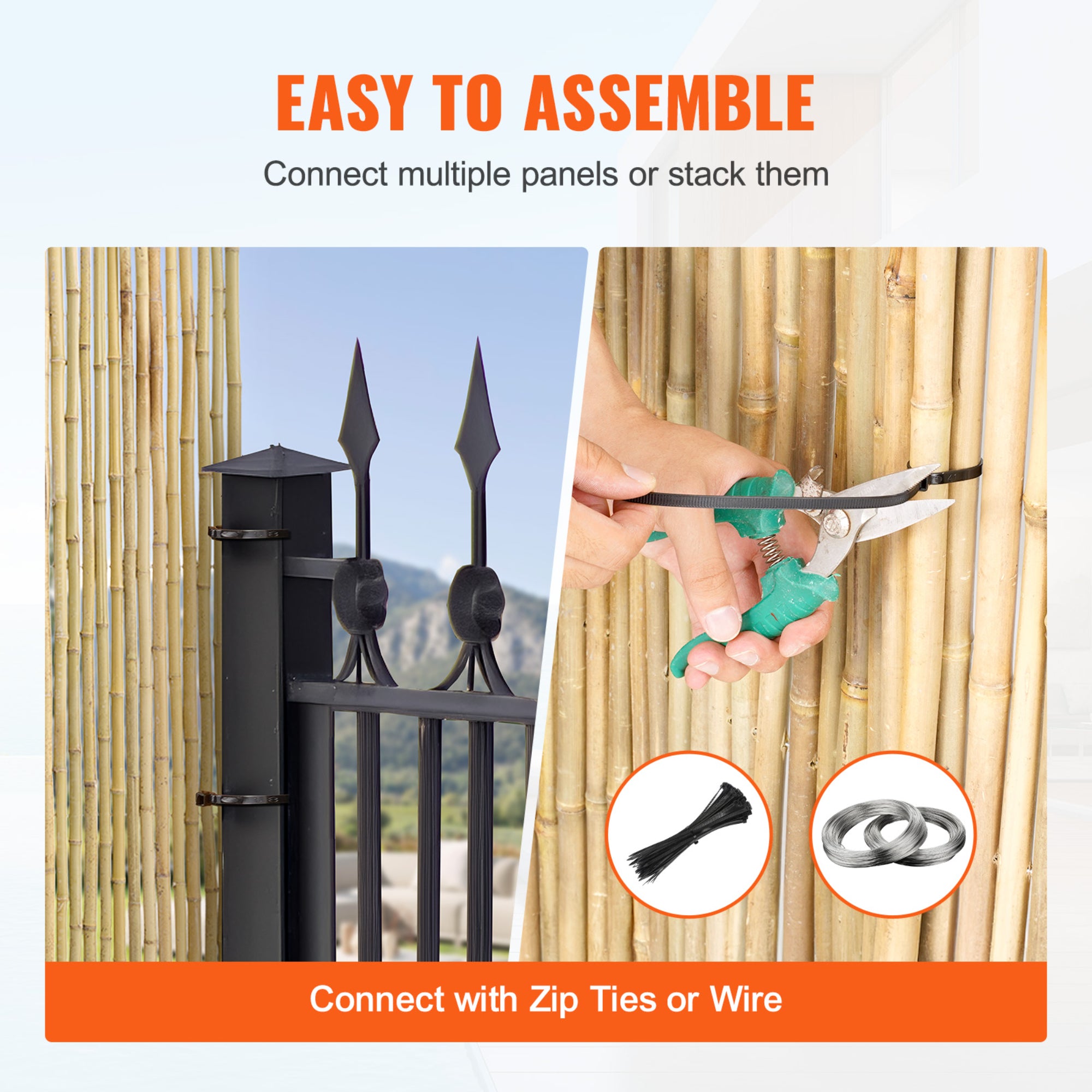 4ft H x 8ft L Natural Moso Bamboo Privacy Fence Roll — Extended Length Outdoor Screen & Garden Decor