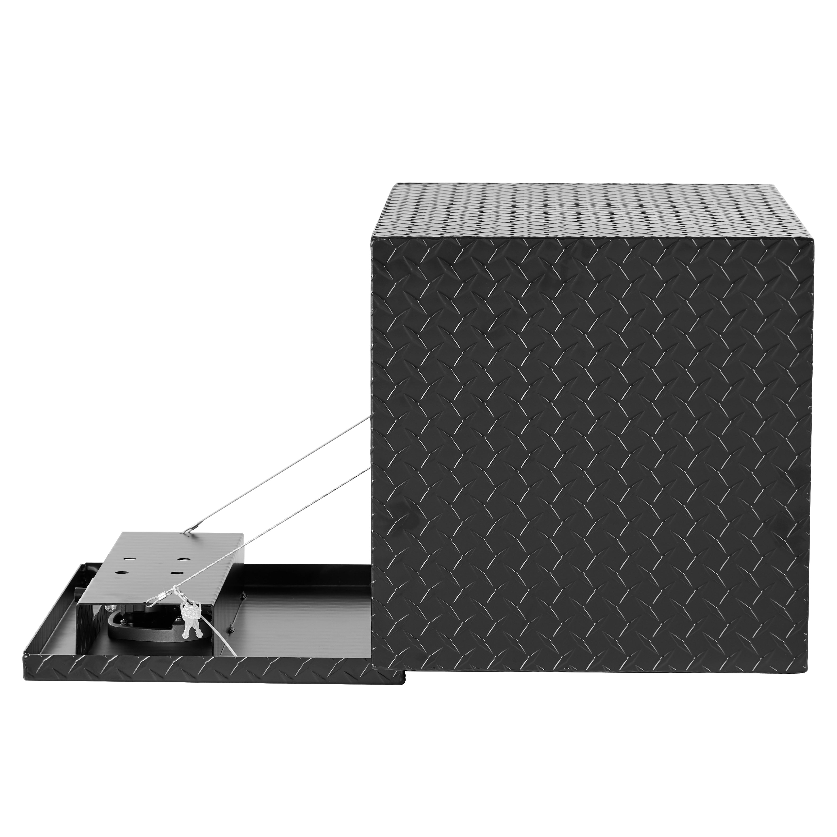 24" Aluminum Underbody Truck Tool Box — Matte Black Diamond Plate, Waterproof & Lockable, Ideal for Pickup, ATV, RV