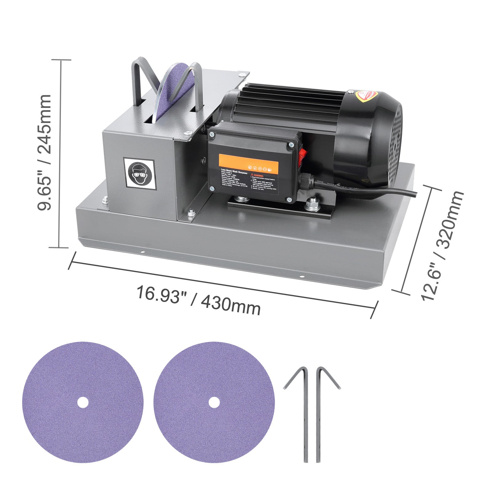 Lawn Mower Blade Sharpener, 1HP 750W Lawnmower Blade Grinder with 9-inch Ceramic Grinding Wheel, Powerful Bench Mower Sharpening Machine for High/Low Lift Blades, Gator Blades, Flat Blades