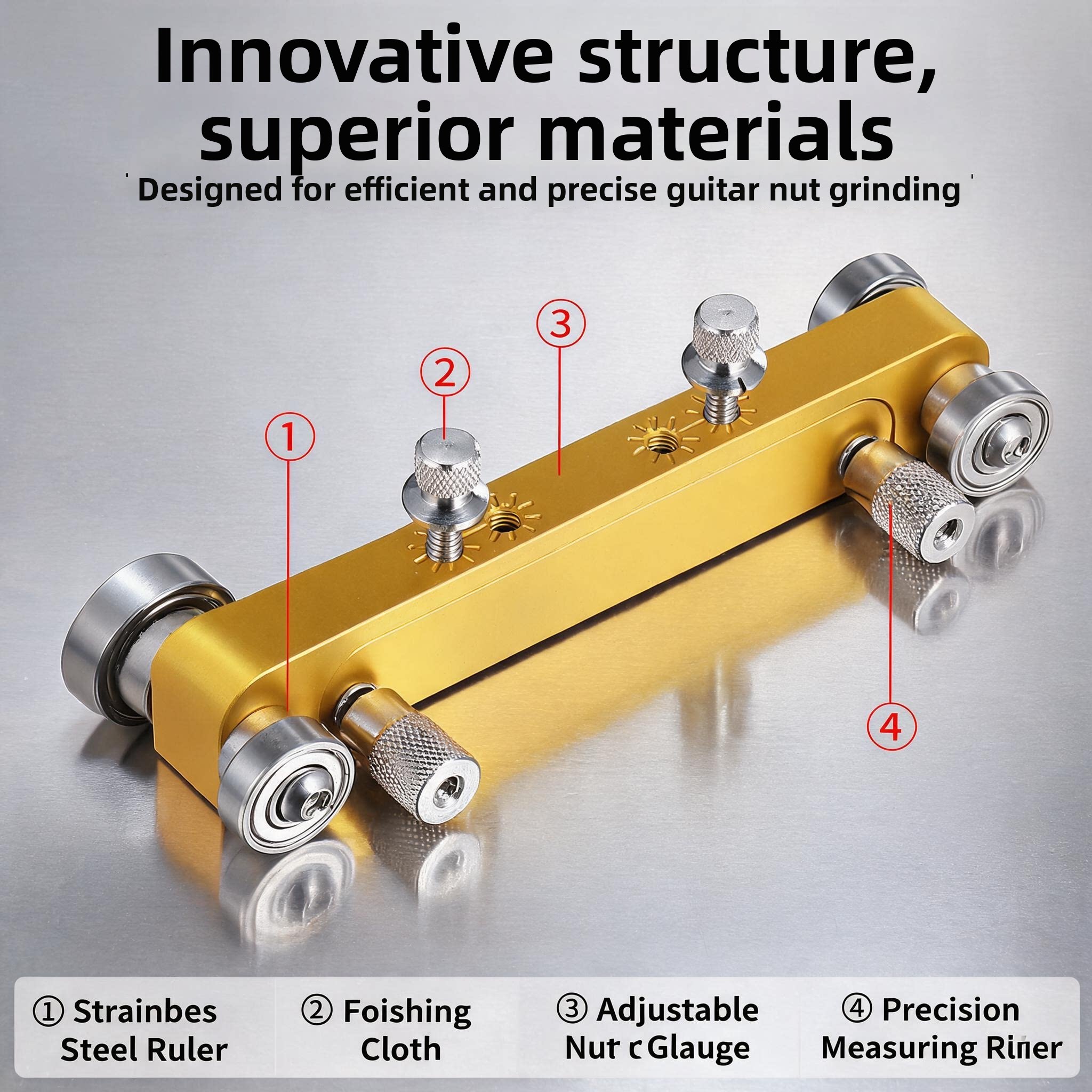 Aluminum Alloy Guitar Nut Sanding Block – Nut & Saddle Grinding Tool for Acoustic, Classical & Electric Guitar Repair