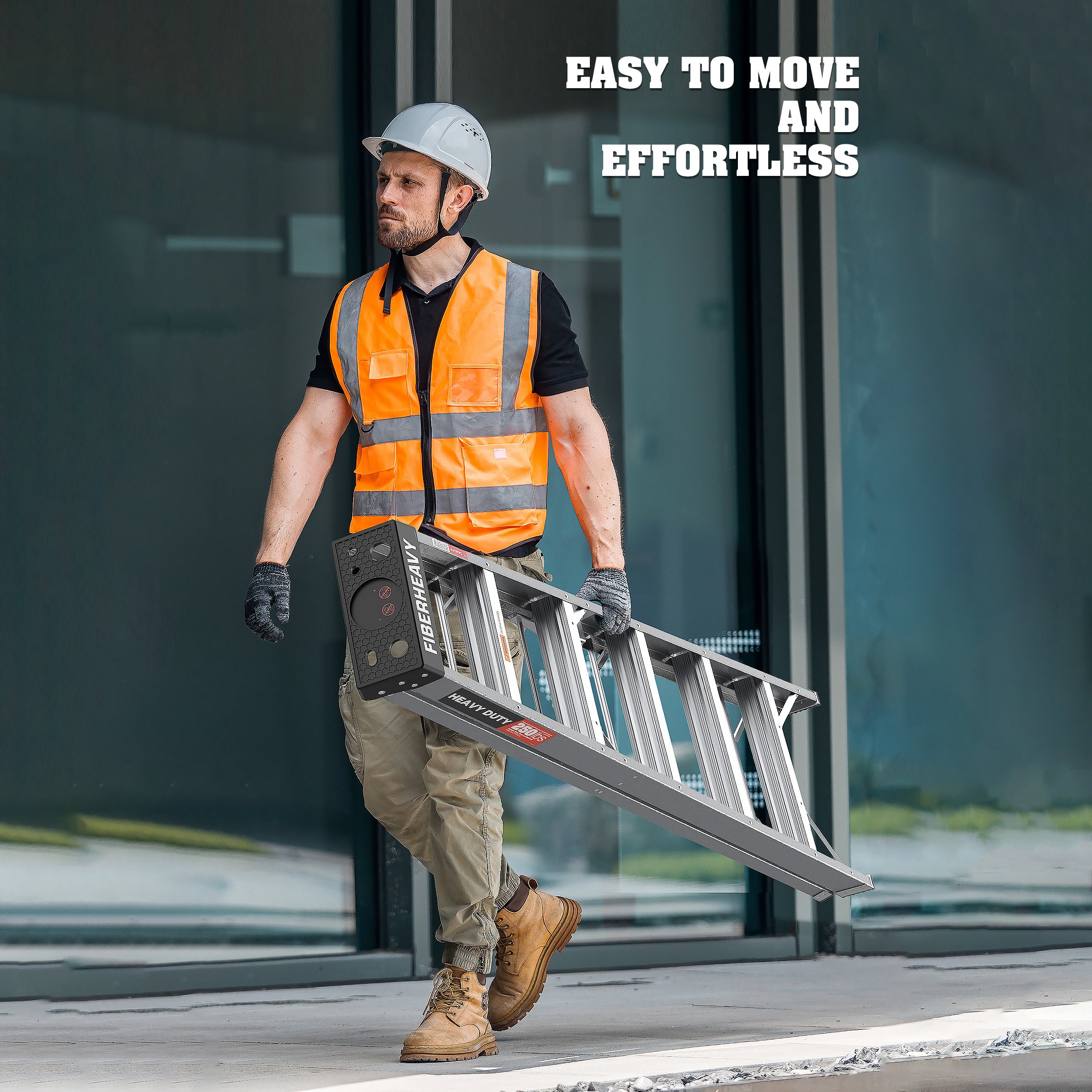 Fiberglass Step Ladder 6-Step 250lbs Gray