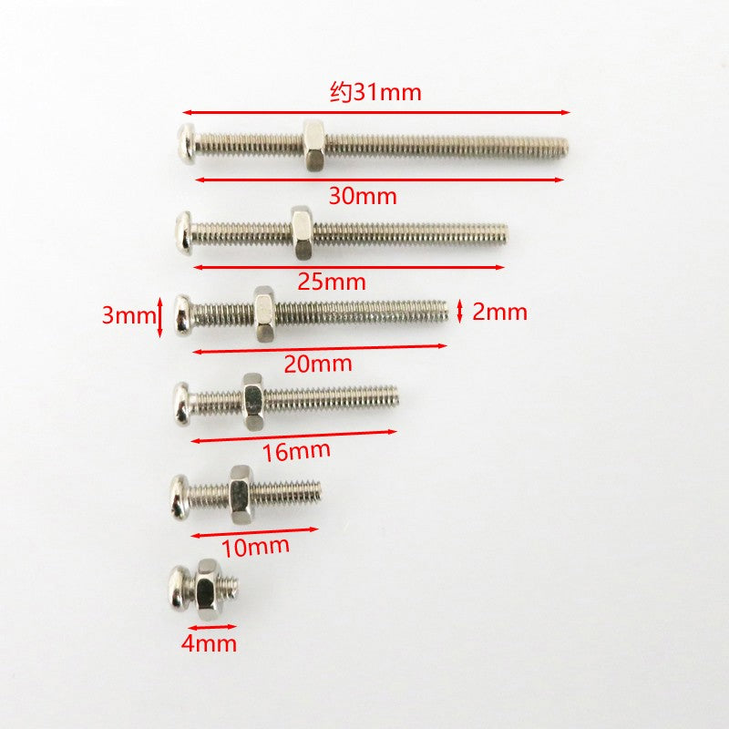 M2 Steel Phillips Pan Head Machine Screws with Nuts – 4–30mm Lengths, 10 Sets per Pack
