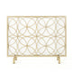 Thayer Single Panel Iron Fireplace Screen, Overlapping Circle Geometric Design, Gold