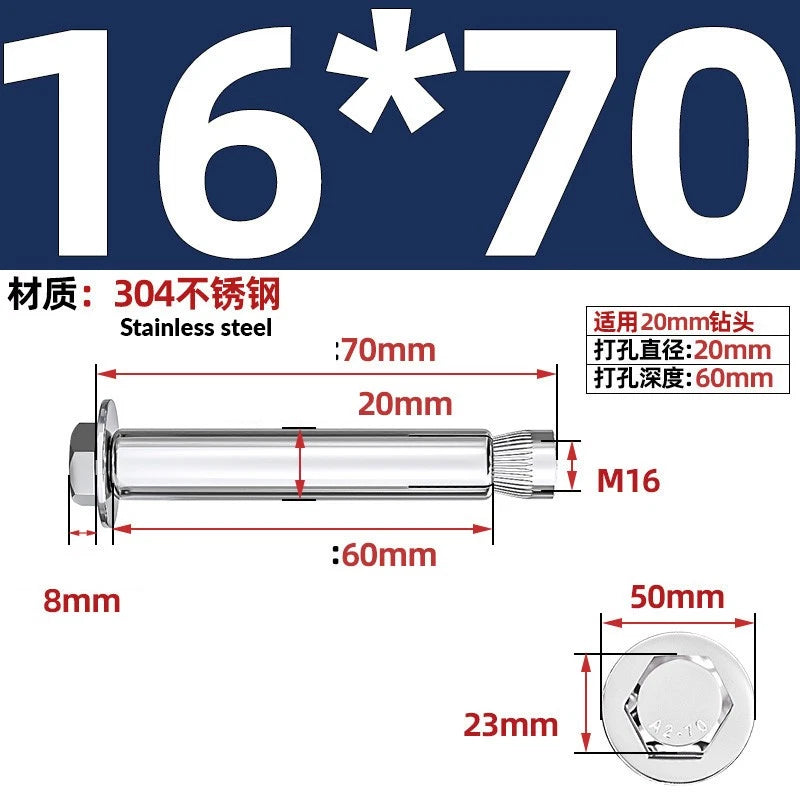 Stainless Steel Masonry Concrete Expansion Anchor Bolt — M6 M8 M10 M12 M16 | 304 & 201 SS