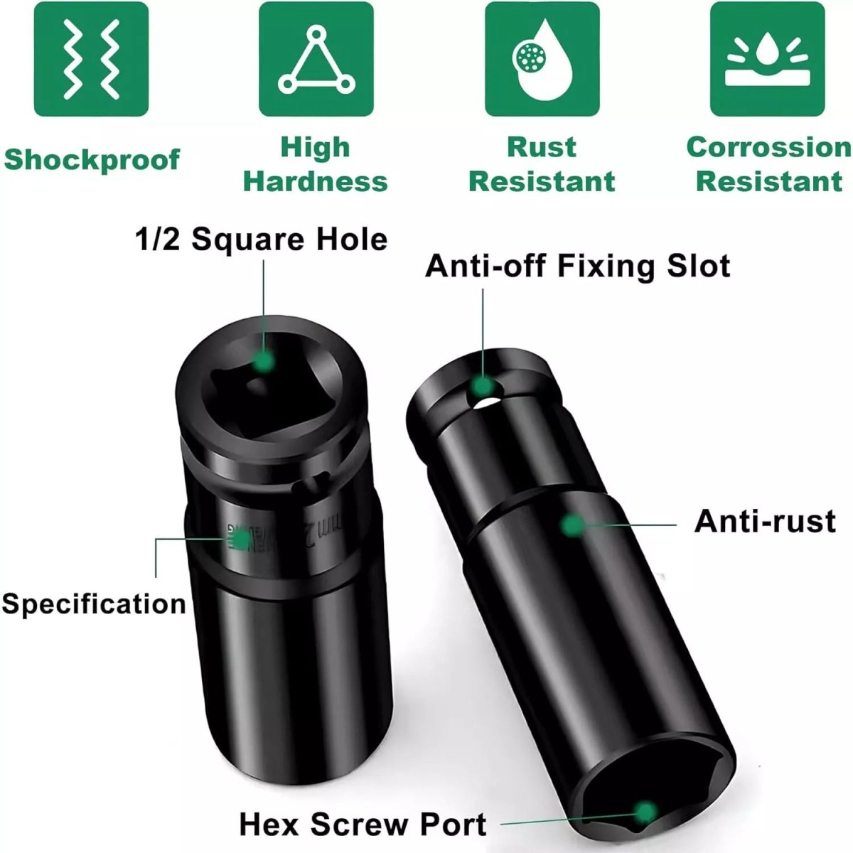 11PCS impact wrench socket 1/2” 10mm - 24mm socket set Socket set - HomeDIYer