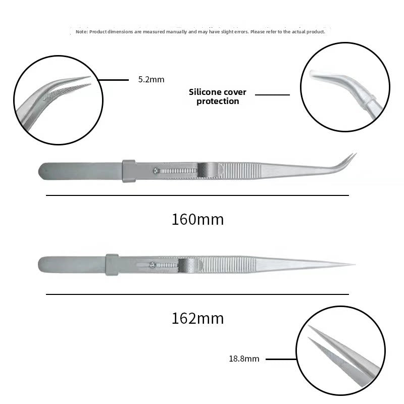 Jewelry Tweezers Stainless Steel Gemstone Gripping Tool 6 Styles