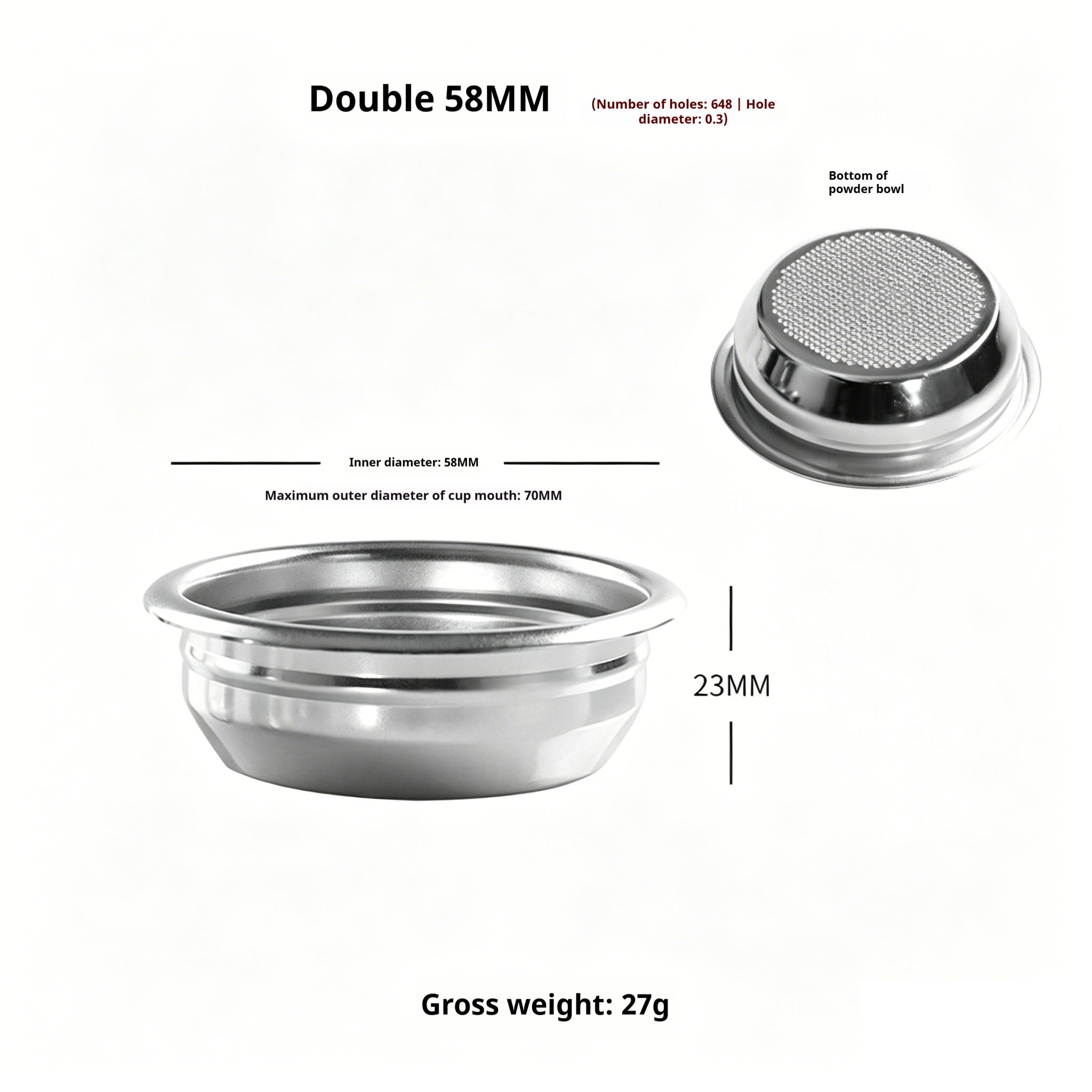 304 Stainless Steel Espresso Filter Basket – 51mm / 54mm / 58mm | Single & Double Shot Precision Portafilter Cup