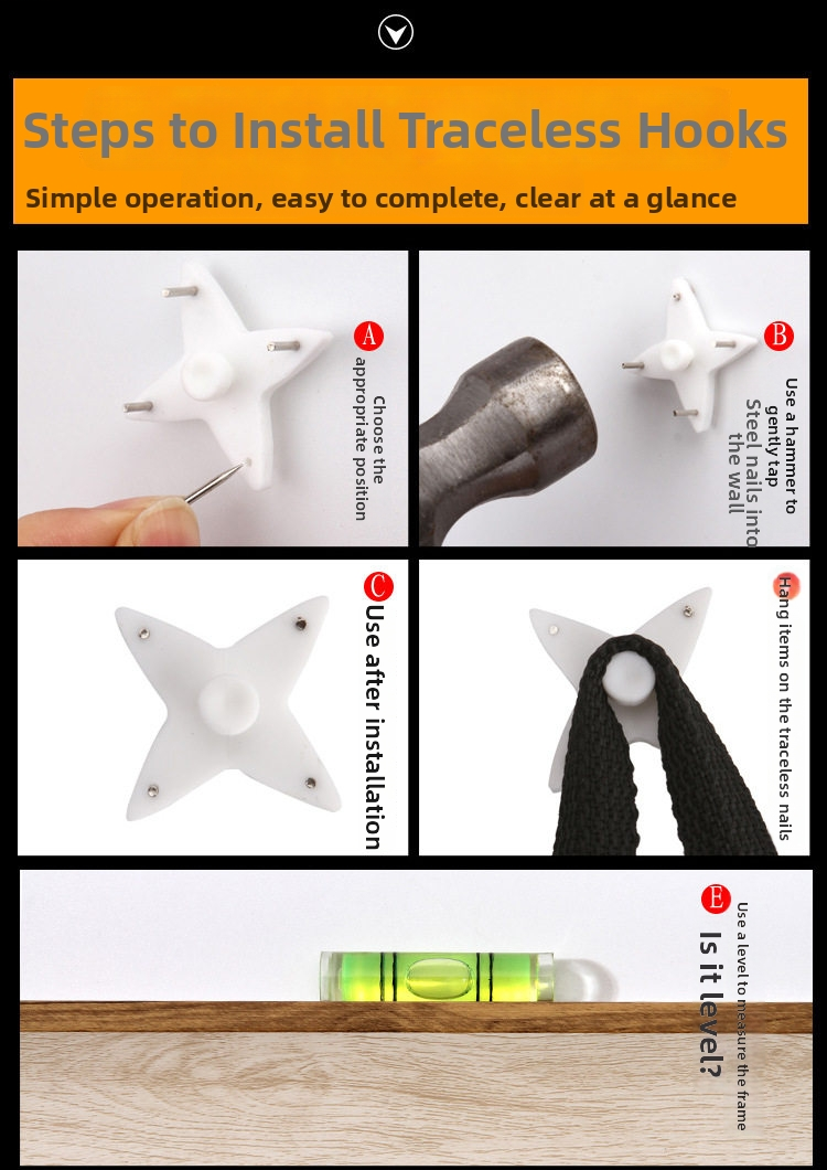 Invisible No-Drill Wall Hooks – Damage-Free Picture Hanging Nails for Frames & Wedding Photos