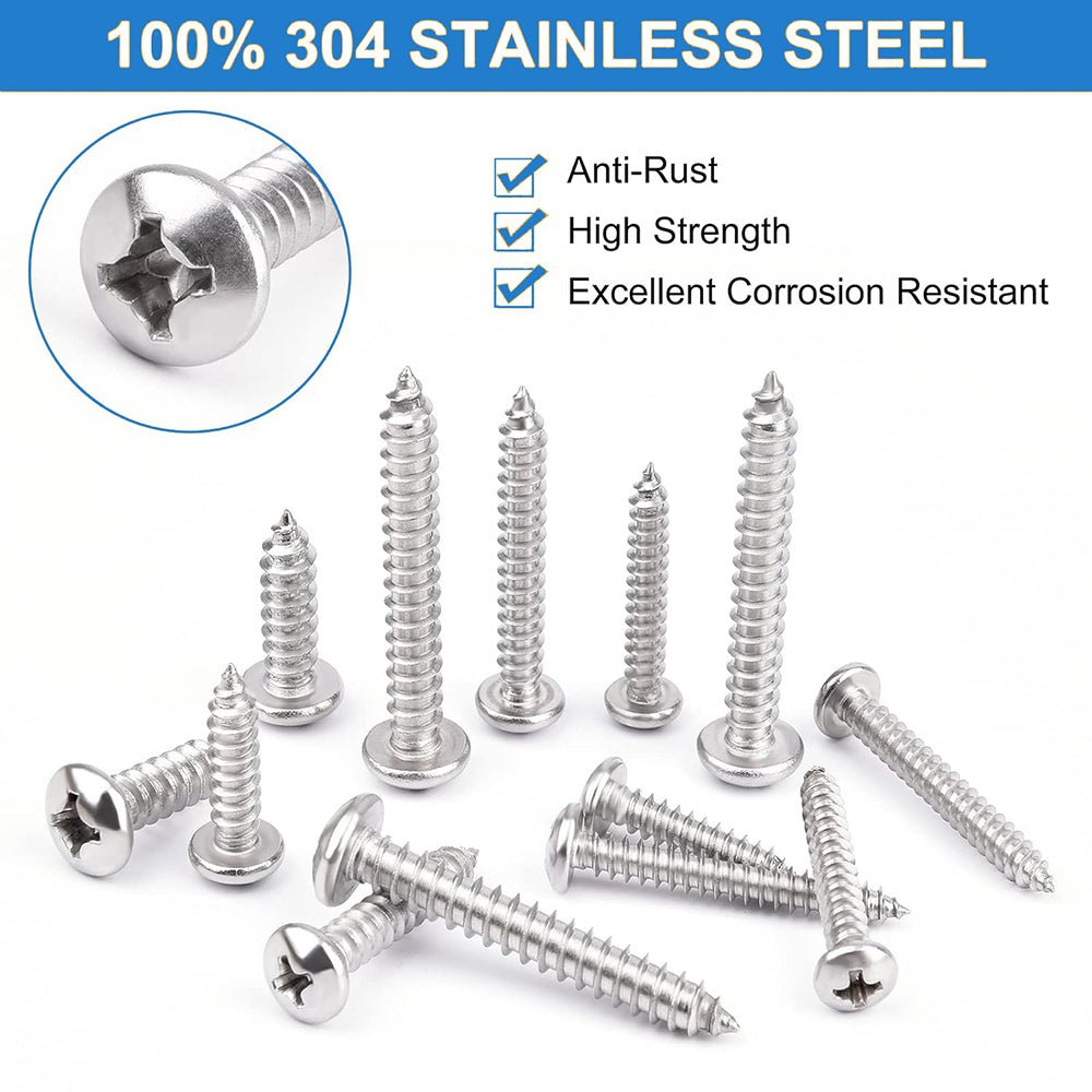 620Pcs Stainless Steel Pan Head Tapping Self Wood Screws Assortment Set - HomeDIYer