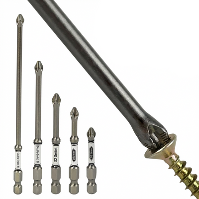 D2 Steel Anti-Slip Magnetic Impact Screwdriver Bits | Nunchaku-Style Single-End Bits