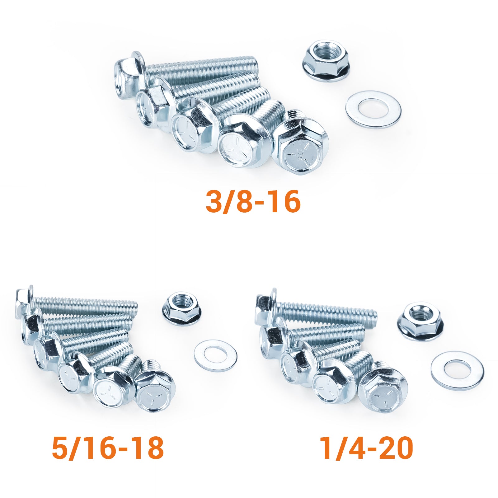 549-Piece SAE Flange Bolt & Nut Assortment Kit (1/4-20, 5/16-18, 3/8-16)