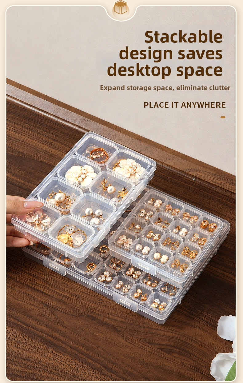 Anti-Tarnish Transparent Jewelry Storage Box – Multi-Compartment for Earrings, Rings & Necklaces