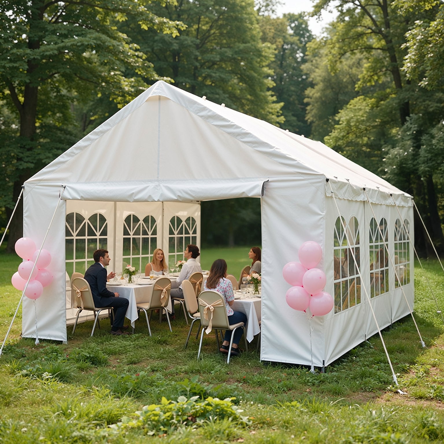 10x20 ft Heavy-Duty Carport & Party Canopy Tent, 4 Removable Sidewalls, 160G PE, Ø38/42mm Frame – White