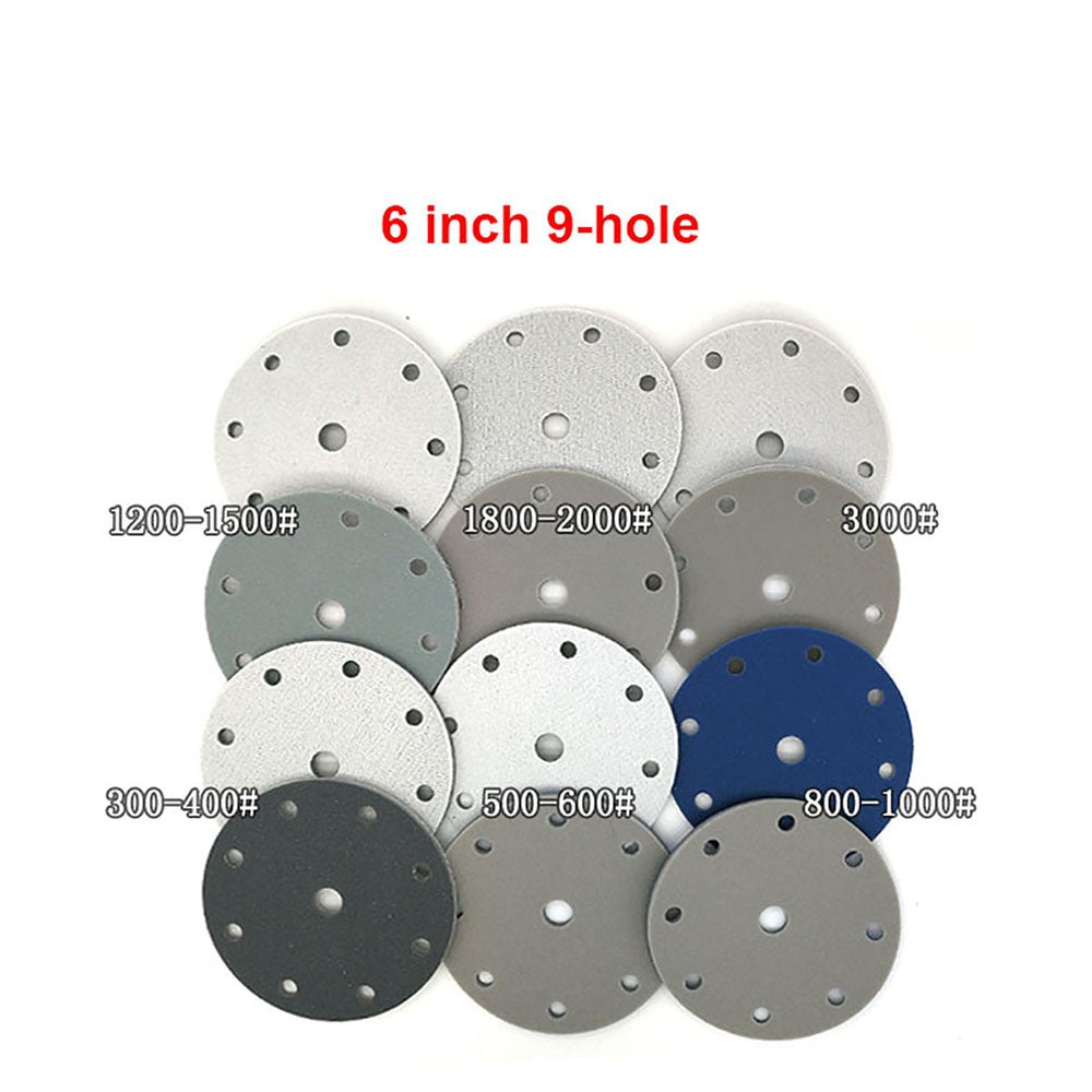 6 Inch （150mm） Hook & Loop Sponge Sandpaper 6 / 9 / 15 / 17 Hole Sanding Discs
