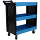 3 Tier Rolling Tool Cart on Wheels,Heavy Duty Utility Tool Cart with Pegboard for Repair Shop, Garage, Warehouse,Blue