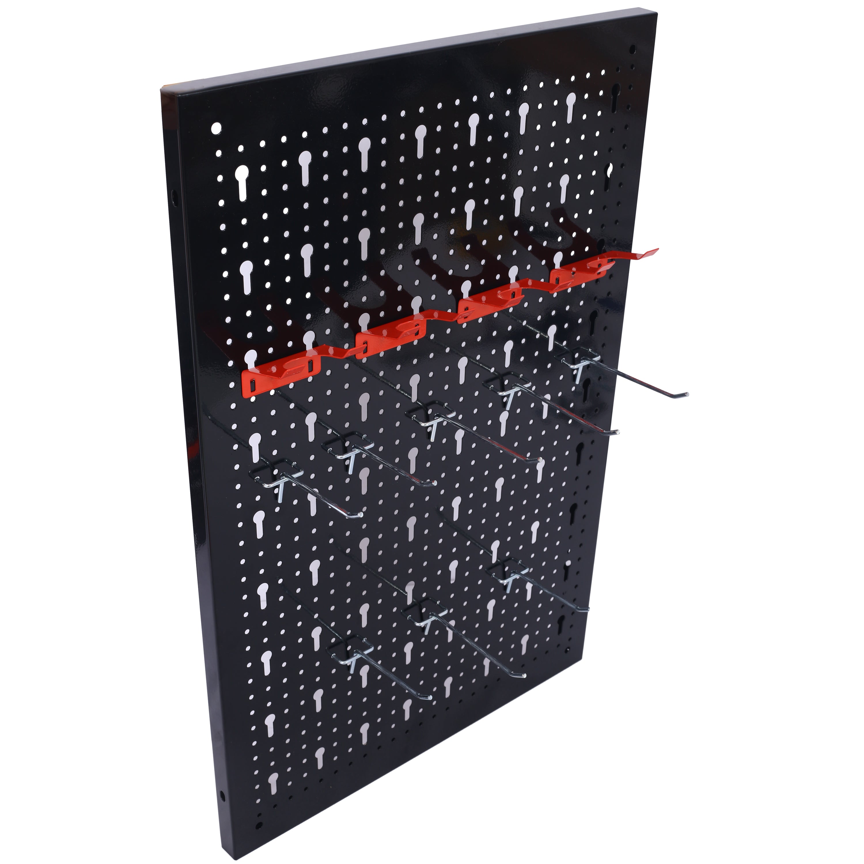 4ft Metal Pegboard Wall Organizer Kit, 48"x24" Garage Tool Storage with Drill Bit Rack, Wrench Rack & Hooks, Black