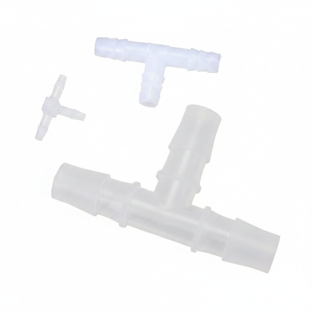 Plastic Equal Tee Barbed Hose Connector — T Piece Pipe Joiner 1.6mm–25mm