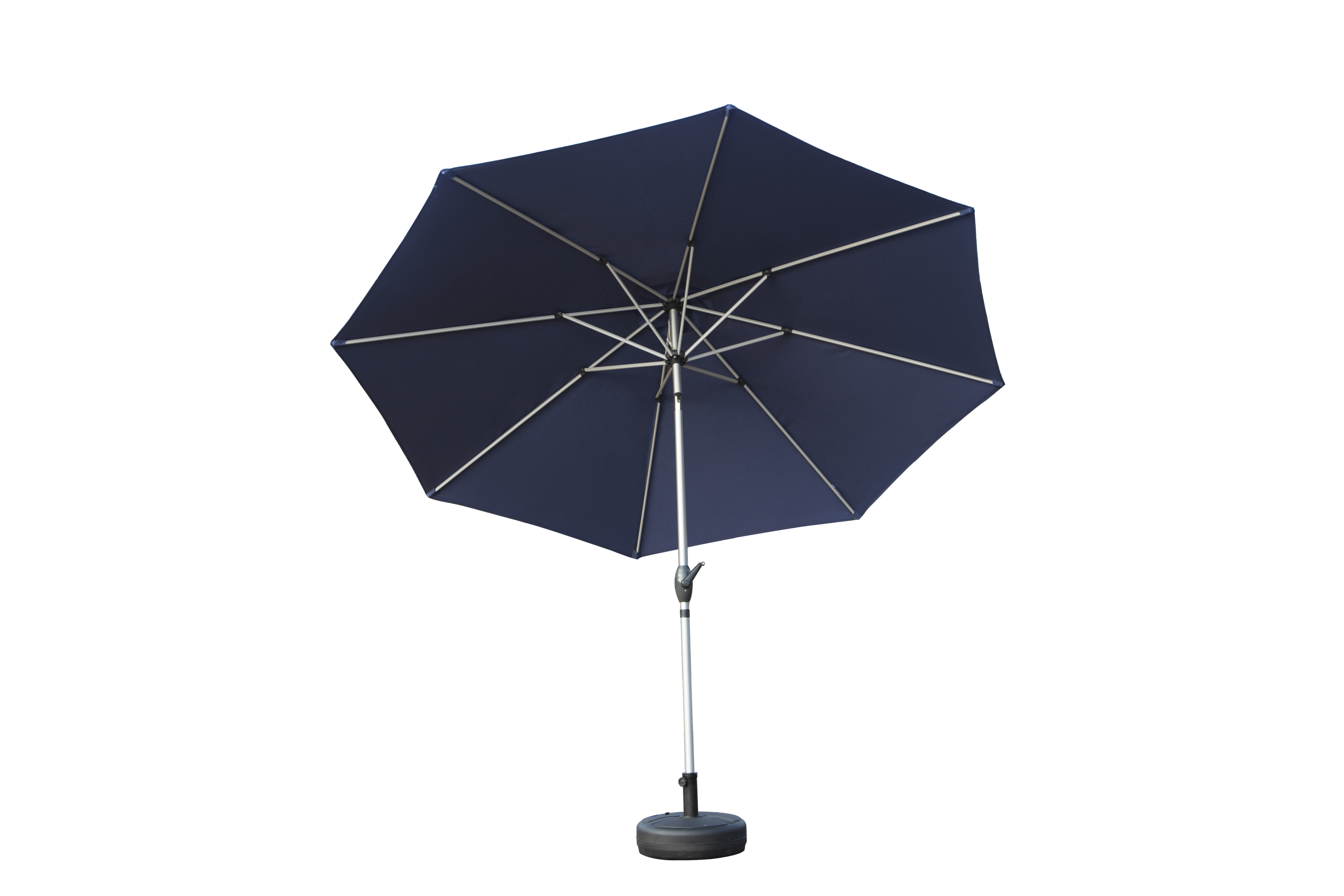 10 ft Patio Umbrella with Push-Button Tilt & Crank, 8-Rib Aluminium, Navy Blue