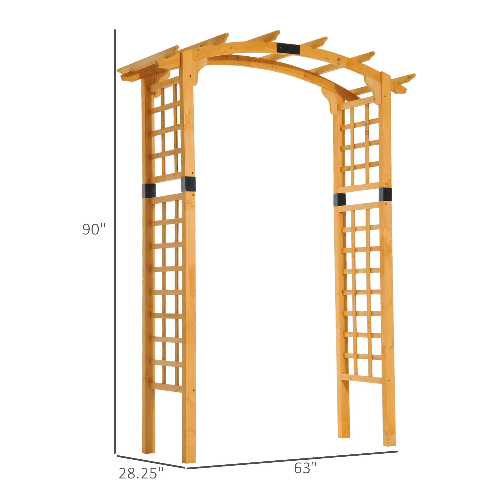 Outsunny 90in Wood Garden Arbor Arch with Trellis Wall for Climbing & Hanging Plants, Decor for Party, Weddings, Birthdays & Backyards