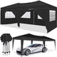 10x20 ft EZ Pop-Up Canopy Tent, 6 Removable Sidewalls, UPF 50+, 4 Weight Bags & Carry Bag – Black
