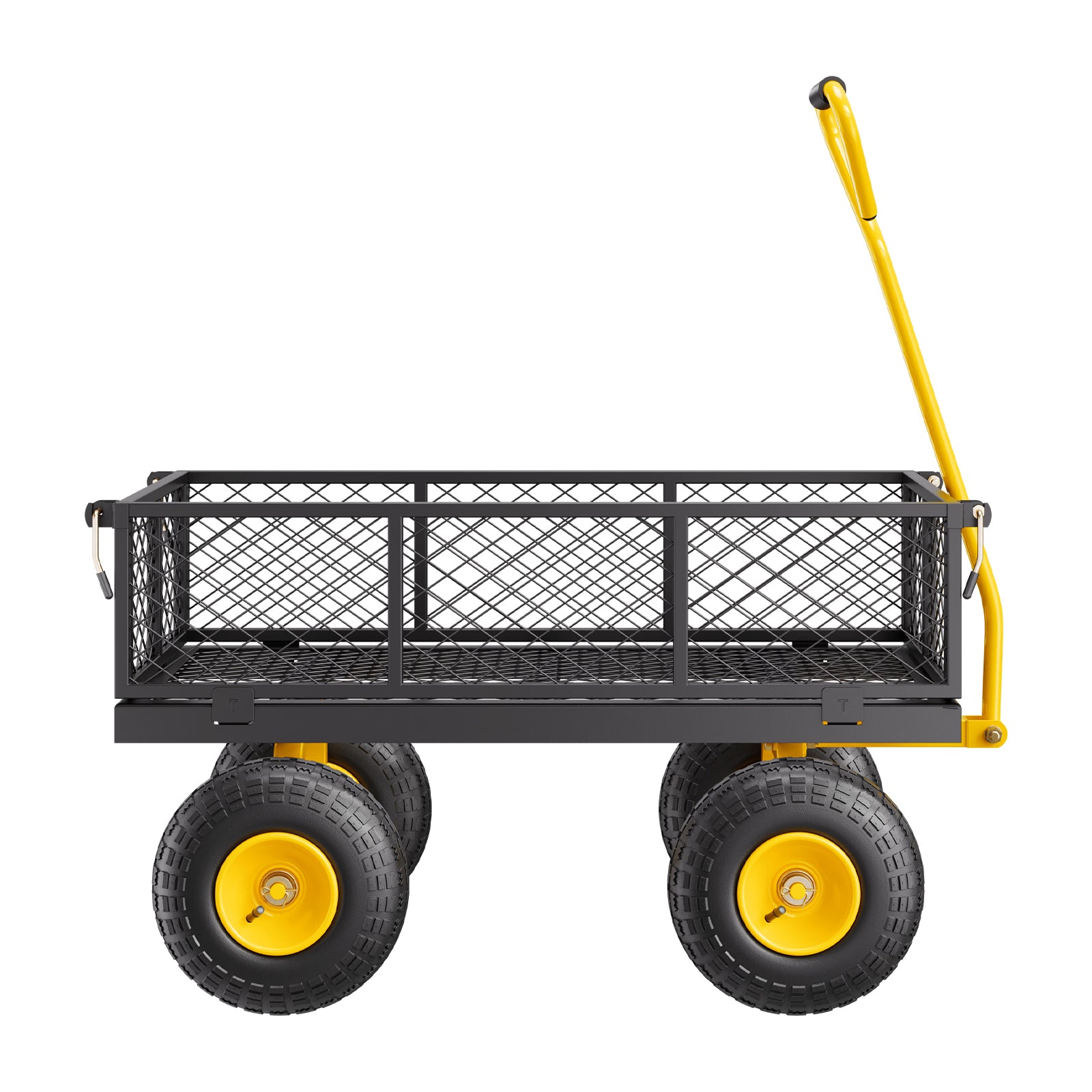 500 Lbs Steel Garden Cart, Heavy Duty Pullable Cart with Wheels for Garden, Metal Yard Utility Wagon with 10" All Terrain Tires, Removable Mesh Sides and 180° Rotating Handle