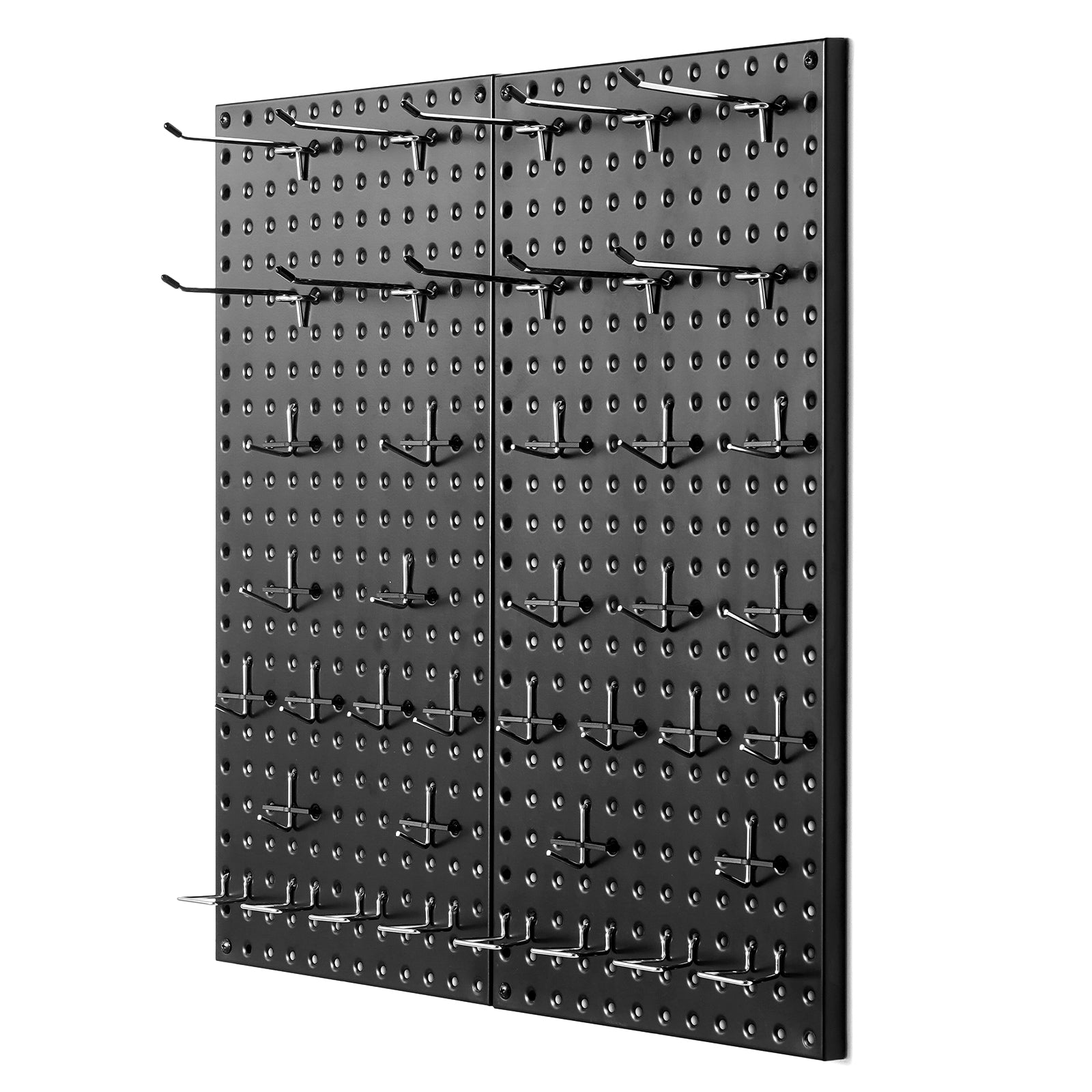 Metal Pegboard Panels 2-Pack, 24"x12" Steel Wall Organizer for Garage Tool Storage, 88 lb Capacity, Black