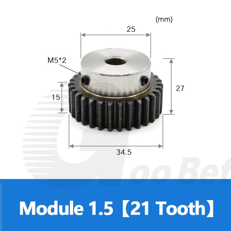 Spur Gear C45 Steel Mod 1.5 with Hub 12-60 Tooth Motor Pinion Hardened Precision