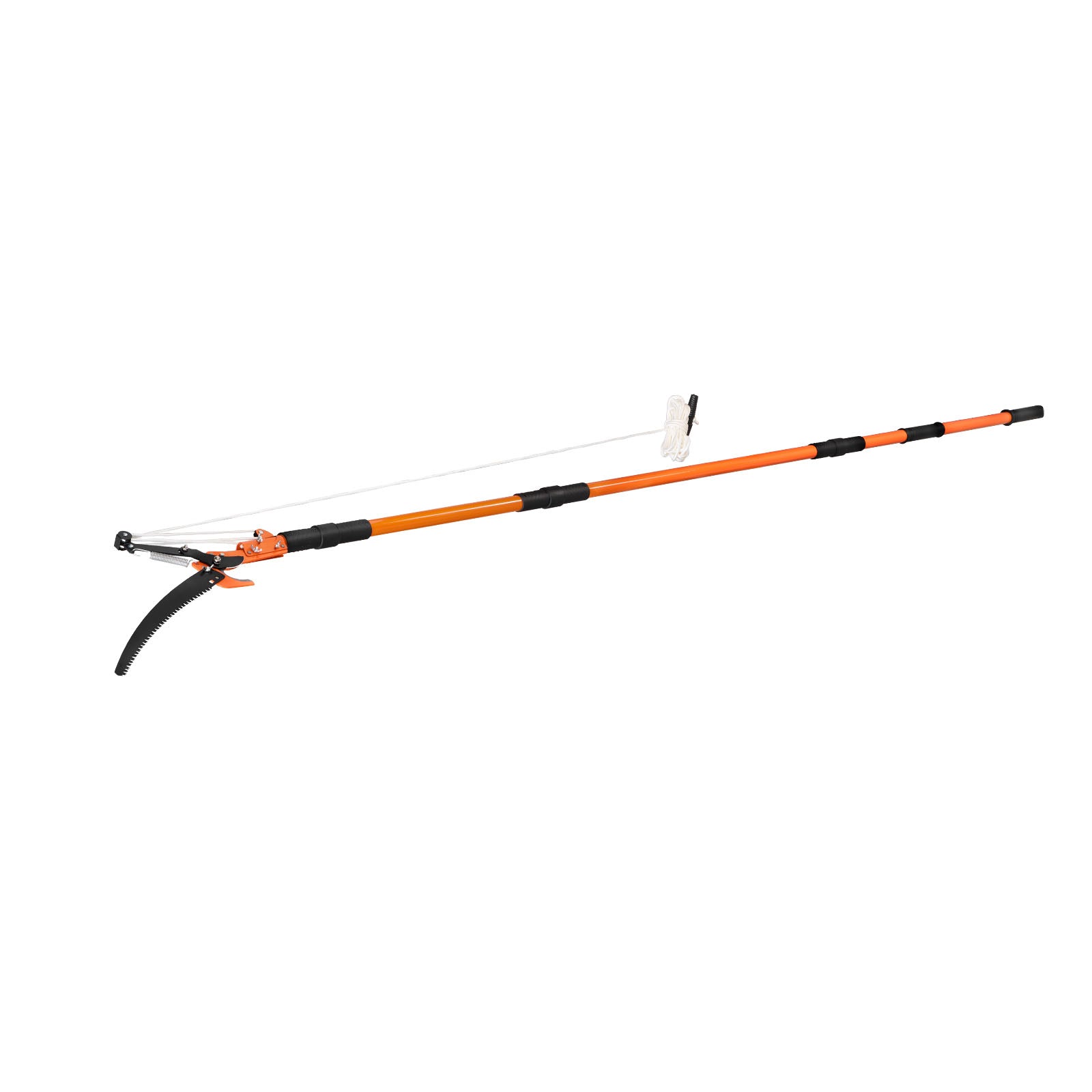 Manual Pole Saw – 4.46‑26.4 ft Extendable Tree Pruner with Scissors, 65Mn Steel Blades, Fiberglass Handle, for High Branch Trimming
