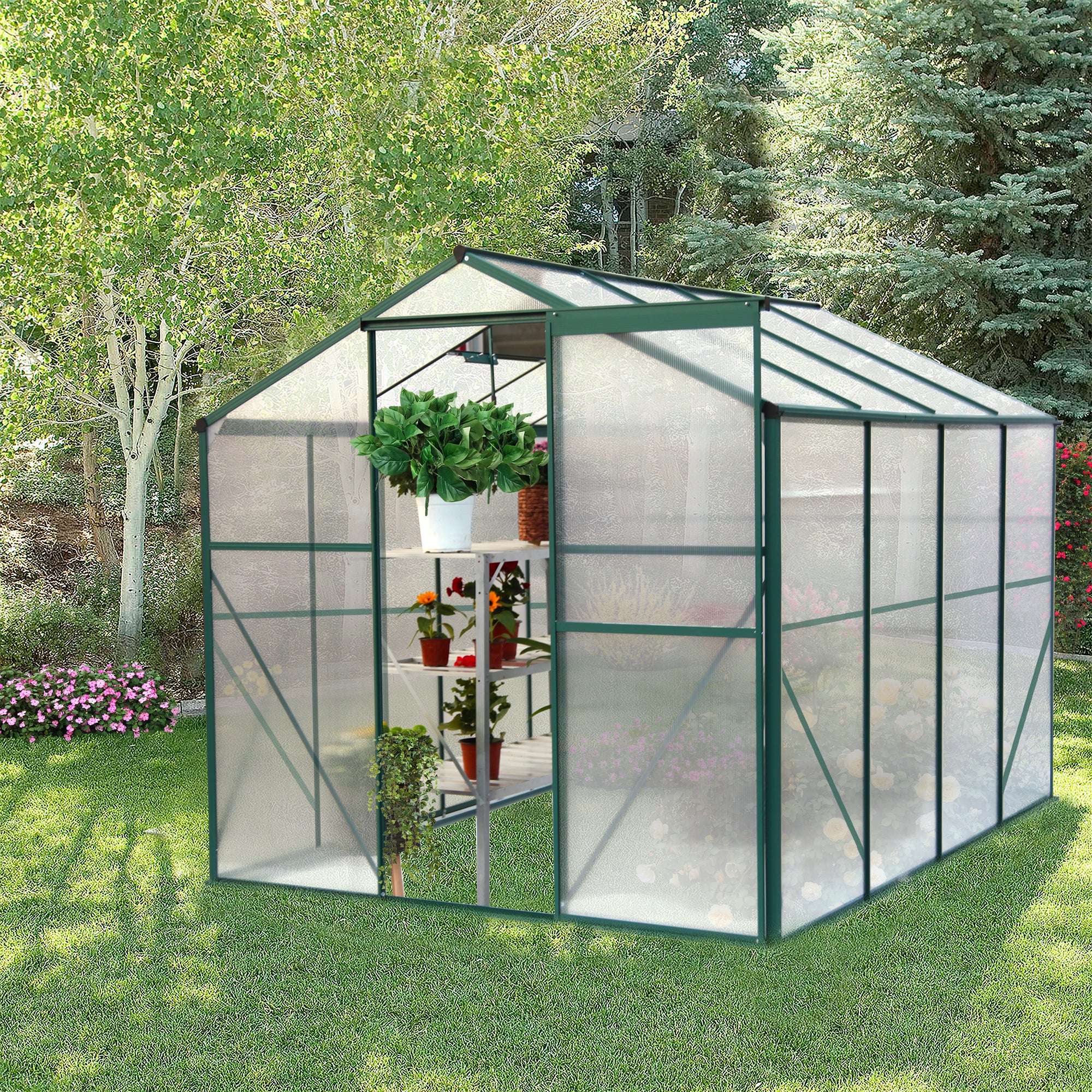 Polycarbonate Greenhouse,6'x 8' Heavy Duty Walk-in Plant Garden Greenhouse for Backyard/Outdoor